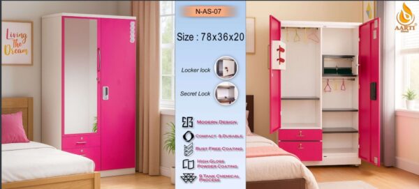 Aarti Steel Wardrobe N-AS-07 | Mirror Door