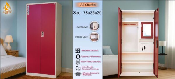 Aarti Steel Wardrobe AS-Churufile | Stylish Almirah with Inner Mirror
