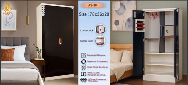 Aarti Steel Wardrobe AS-36 | Premium Gloss Finish