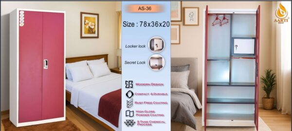 Aarti Steel Wardrobe AS-36 | Premium Dual Door |