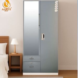 Aarti Steel Wardrobe N-AS-05 | Sleek Mirror Door